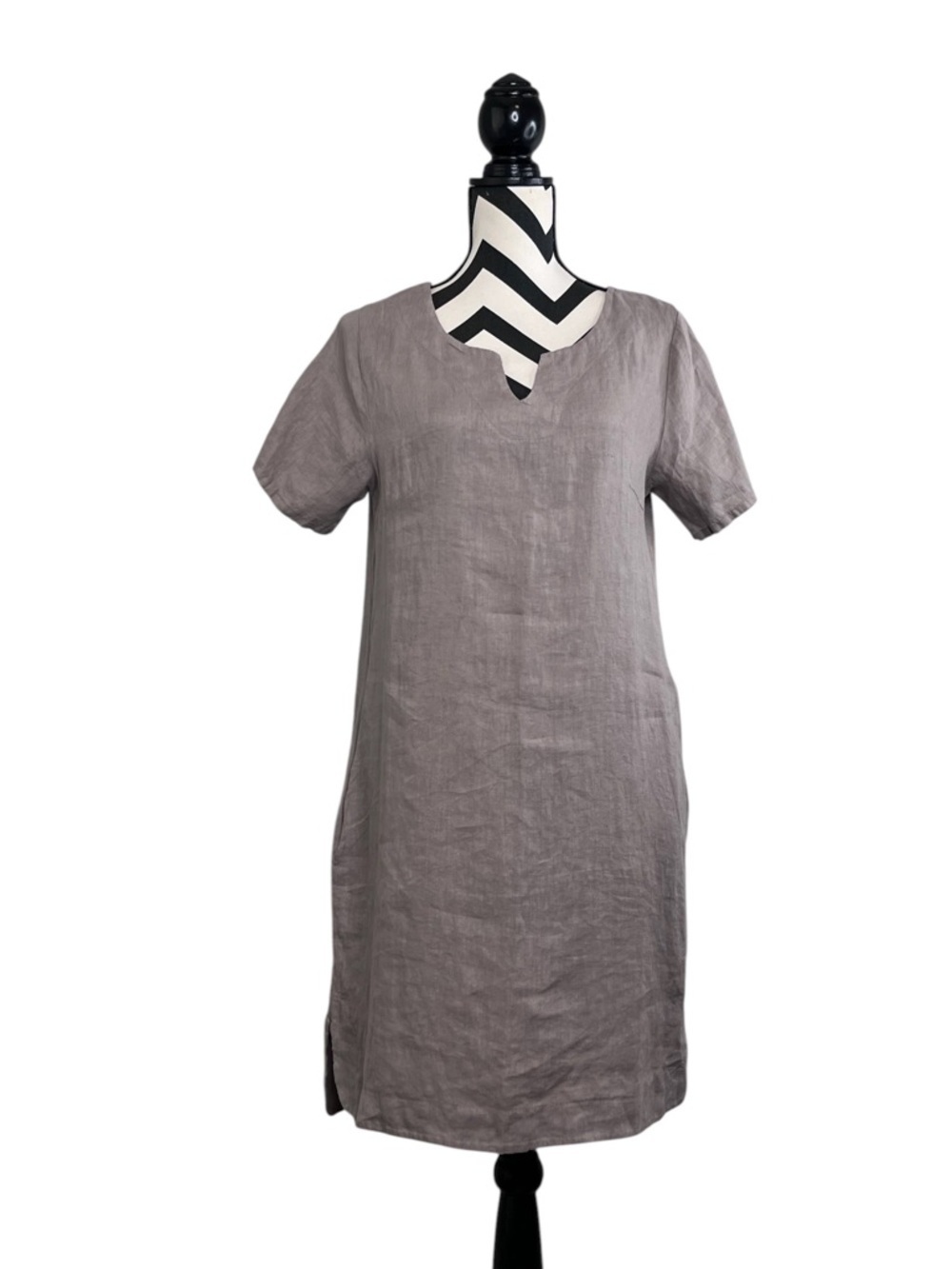 NWT Lungo L'Arno Sz S 100% Linen Neutral Short-Sleeve Dress